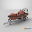 3D Used Boat Trailer and Rescue Motorboat