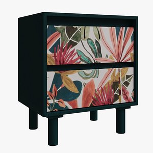 Small 2-Drawer Unit with Plant Print