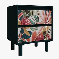 Small 2-Drawer Unit with Plant Print