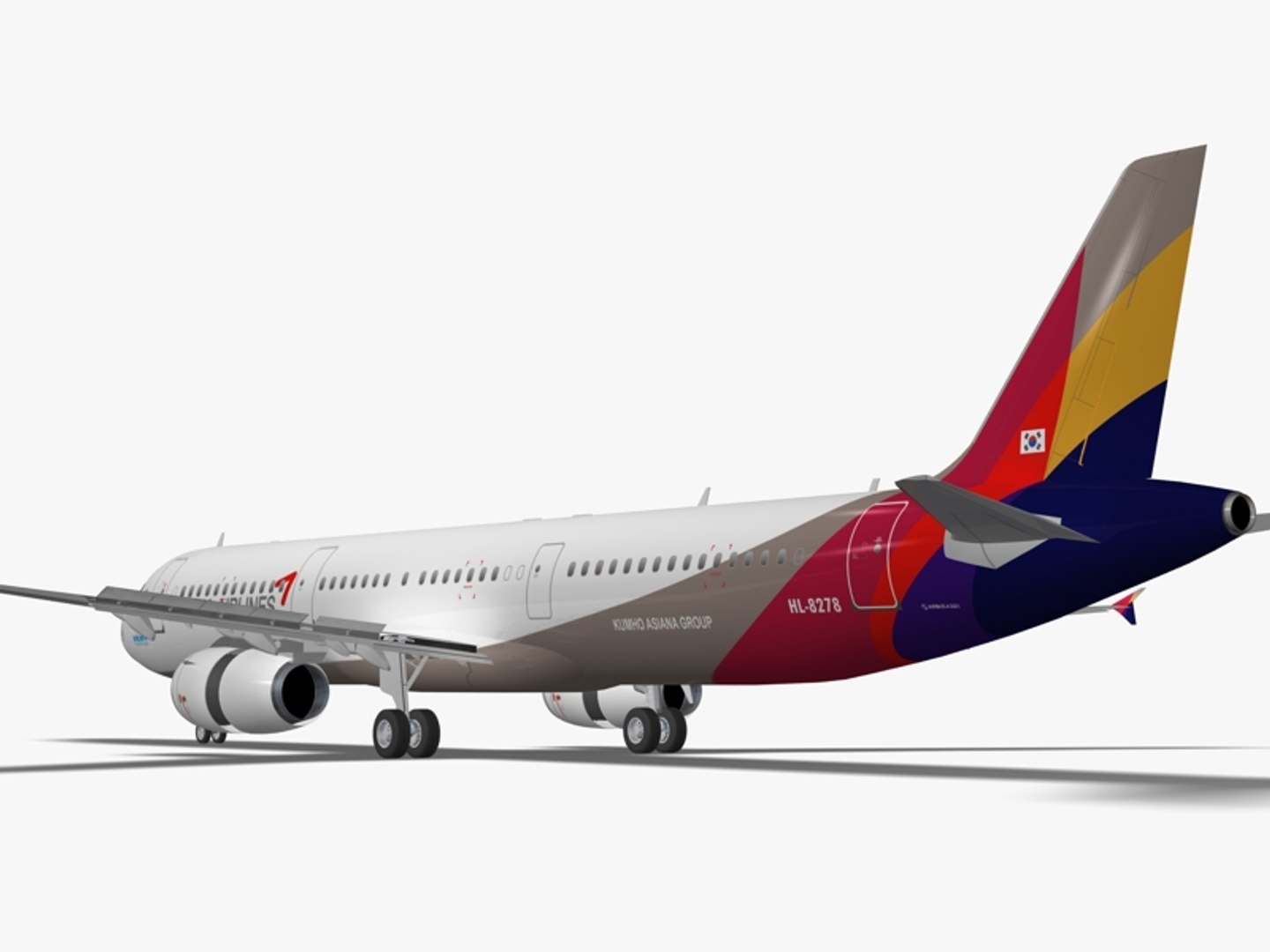 3d Airbus Asiana Airlines A321 Model