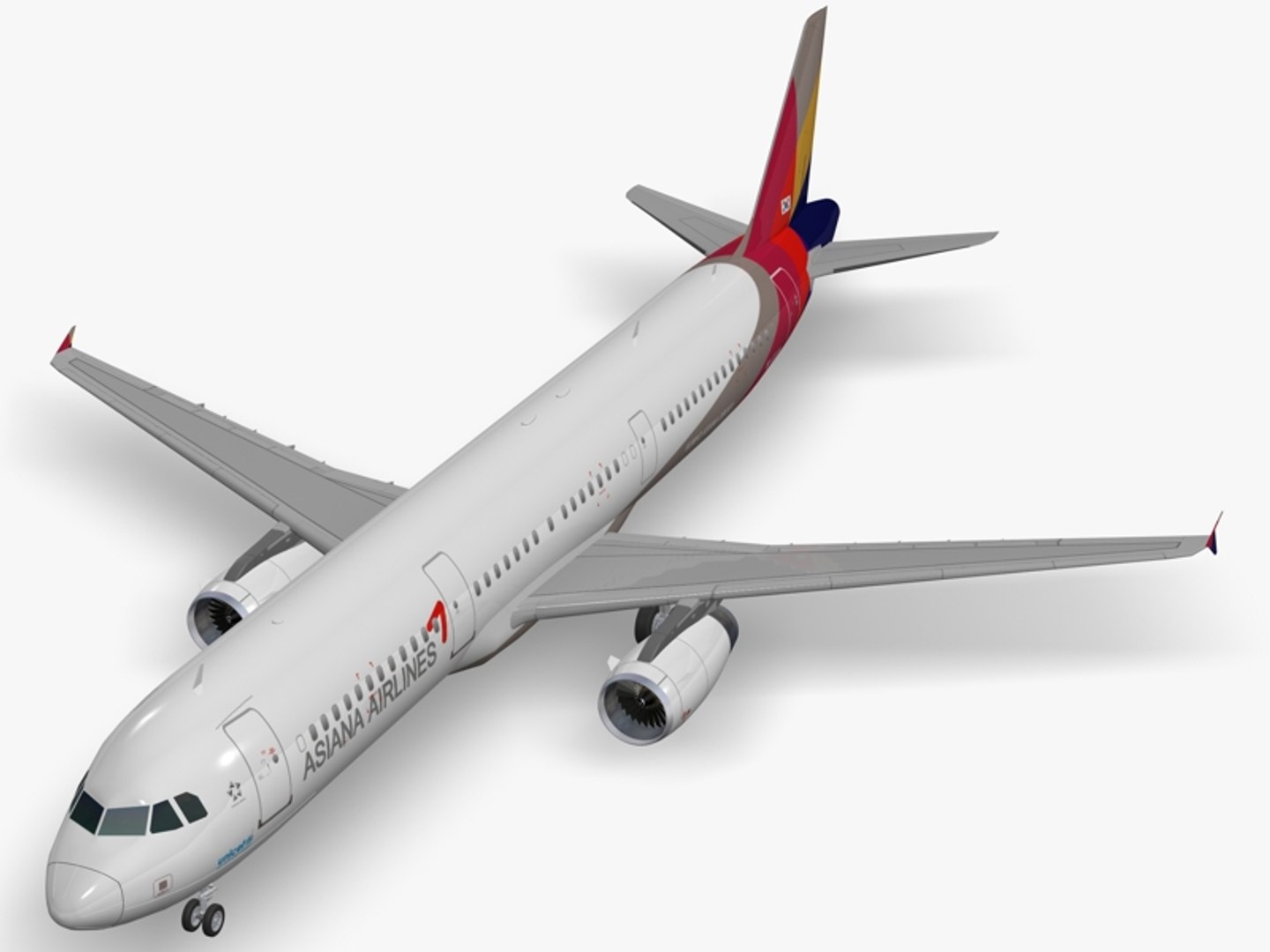 3d Airbus Asiana Airlines A321 Model