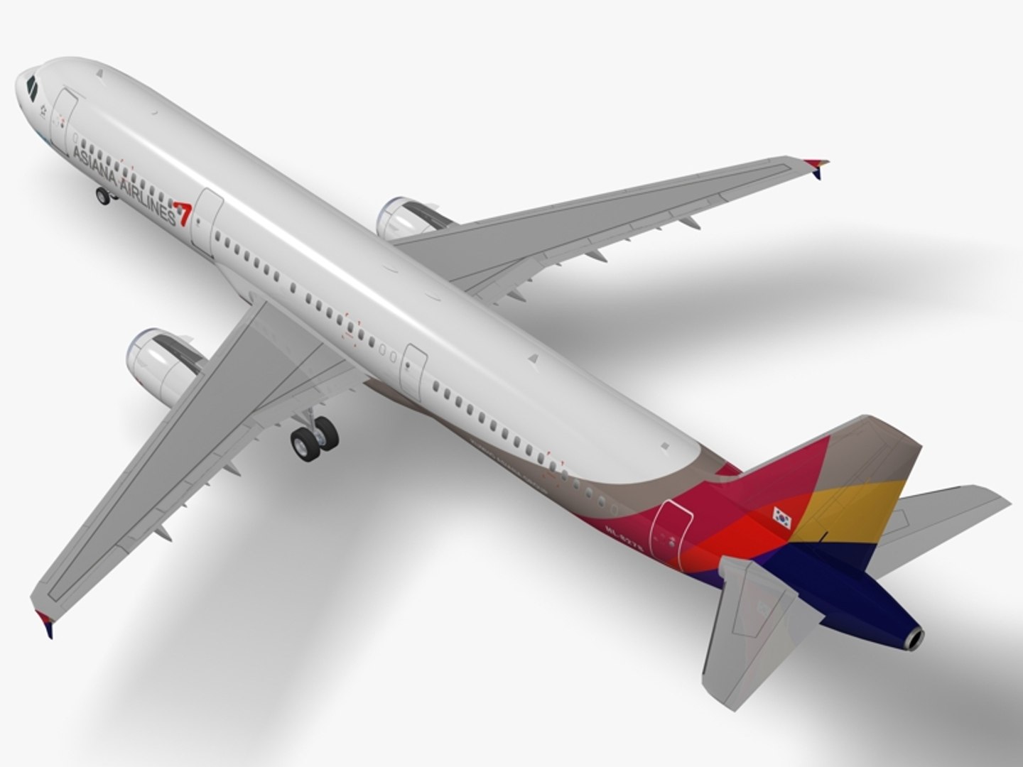 3d Airbus Asiana Airlines A321 Model