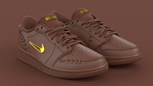 3D Air Jordan 1 Low Method of Make Cacao Wow Metallic Gold
