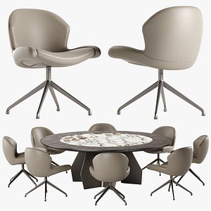 Cattelan Italia Senator Round table Rachel chair set 3D model