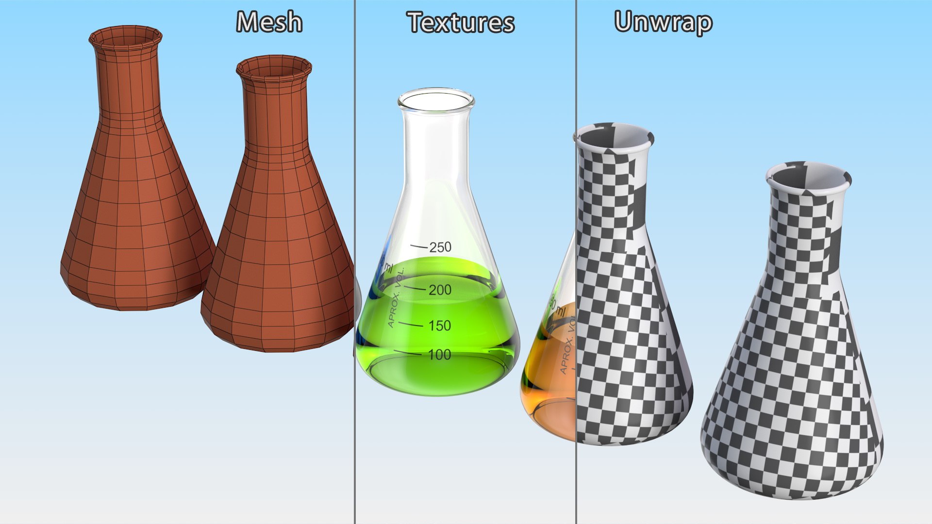 Erlenmeyer Flasks 250 ml with Chemical Reagents Set 3D model https://p.turbosquid.com/ts-thumb/5g/fHkRwd/gX/erlenmeyerflasks250mlwithchemicalreagentssetc4dmodel030/jpg/1696504918/1920x1080/fit_q87/2ffefcd8c8475b7bf09b210fbf110bc3d595f34c/erlenmeyerflasks250mlwithchemicalreagentssetc4dmodel030.jpg