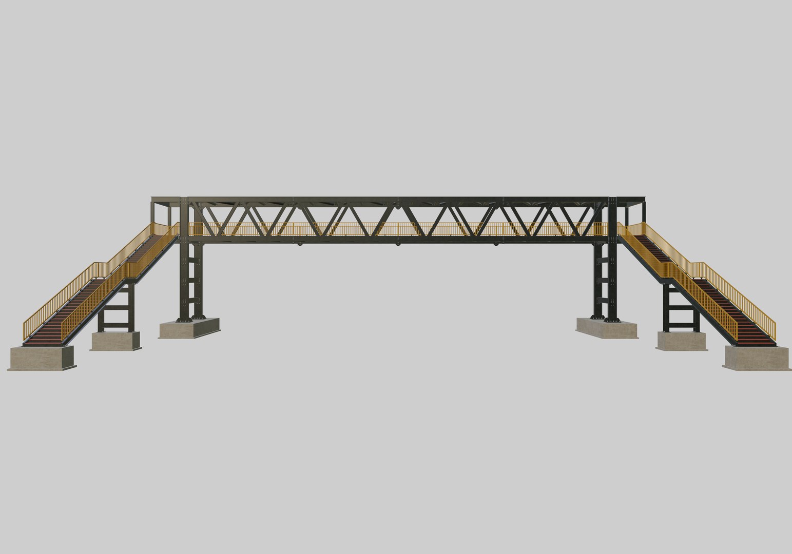 Steel Pedestrian Bridge - Two Columns - Truss Type-9 3D - TurboSquid ...