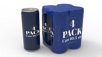 Four pack packaging beverage soda cans 10-5oz - 310ml