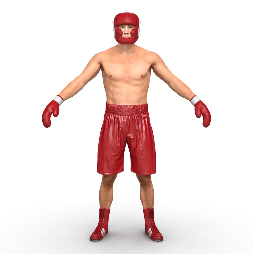 3d model of boxer man rigged