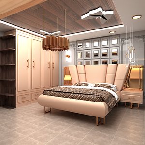 Modern Bedroom- Builder Floor- 3D Model Ready to Render inside Blender and Cycles 3D