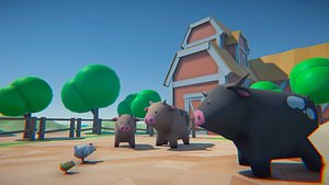 3D model cartoon farm animals