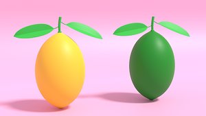 3D model Cartoon Lemon and Lime Fruit