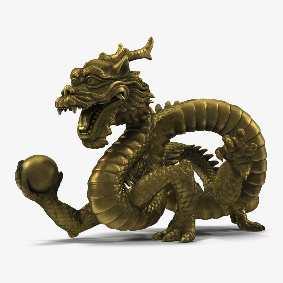 Chinese Dragon Statue 3D model preview