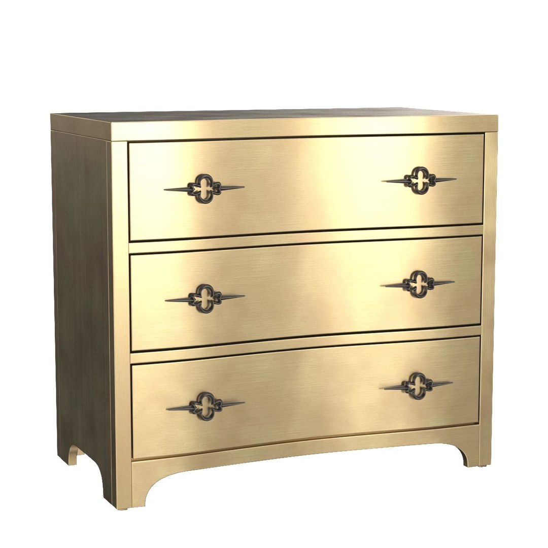 modelo 3d Sanctuary Three-Drawer Shaped Front Gold Chest - TurboSquid ...