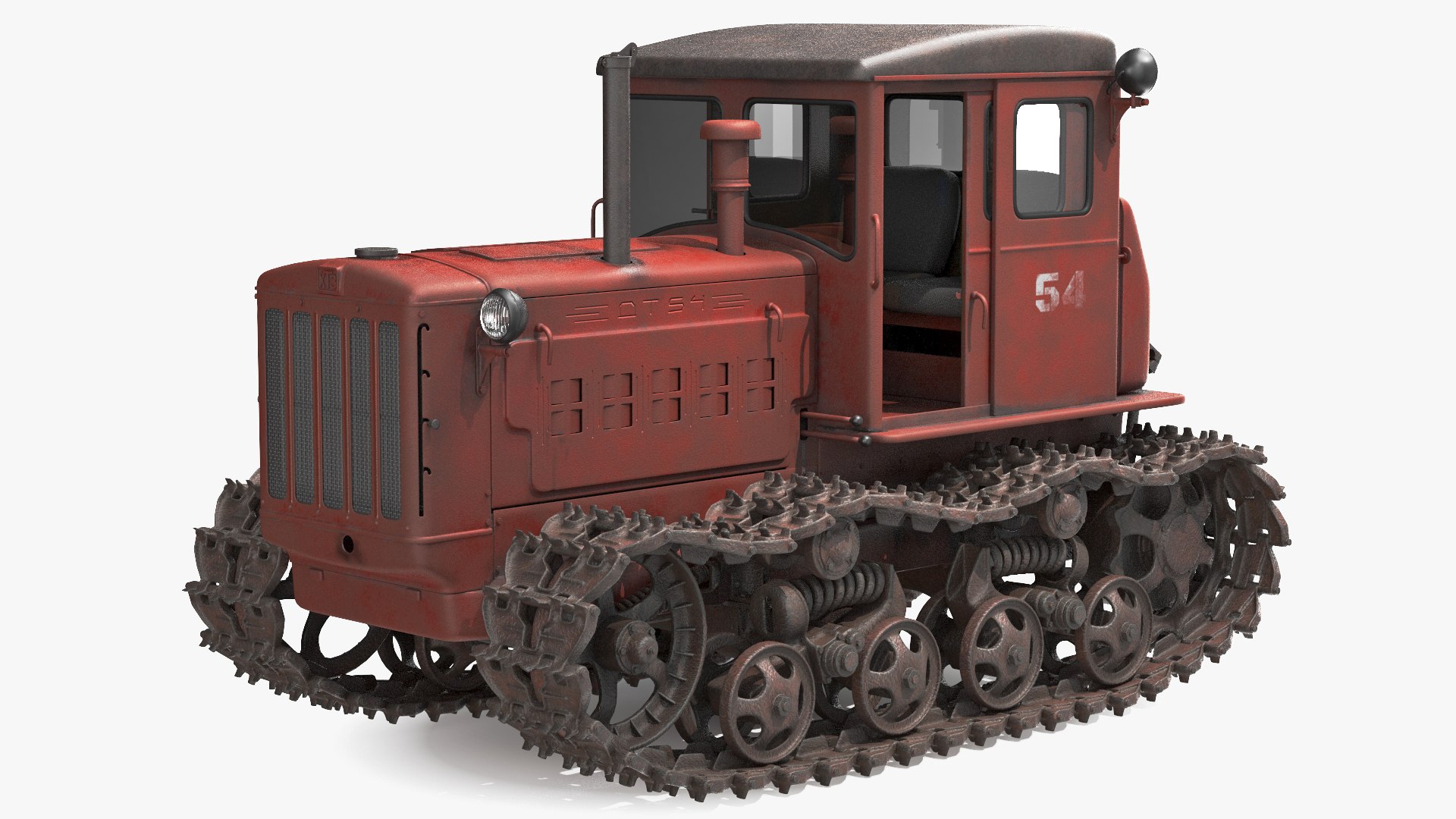 Old Soviet Crawler Tractor DT54 Rigged 3D model preview
