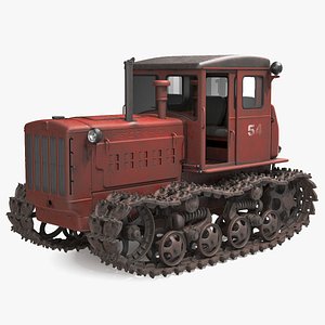 3D old soviet crawler tractor model