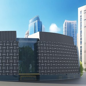 Curved Facade Commercial Complex Black Panels