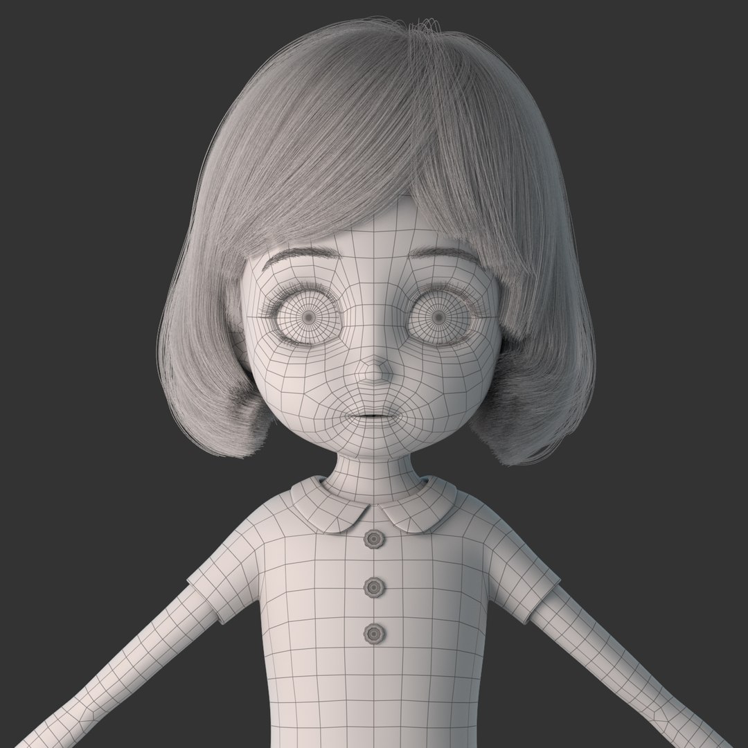 Cartoon rigged girl 3D model - TurboSquid 1214334