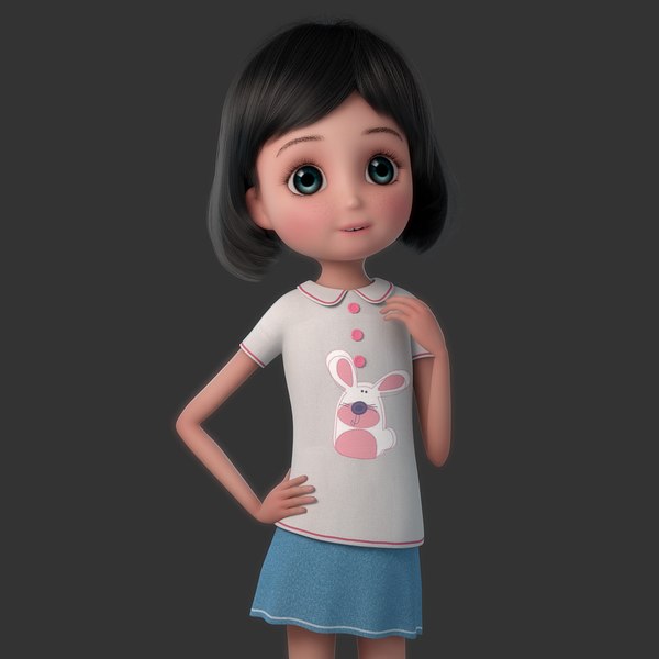 cartoon rigged girl 3D model