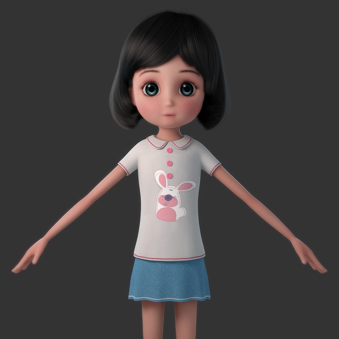 Cartoon Rigged Girl 3d Model Turbosquid 1214334