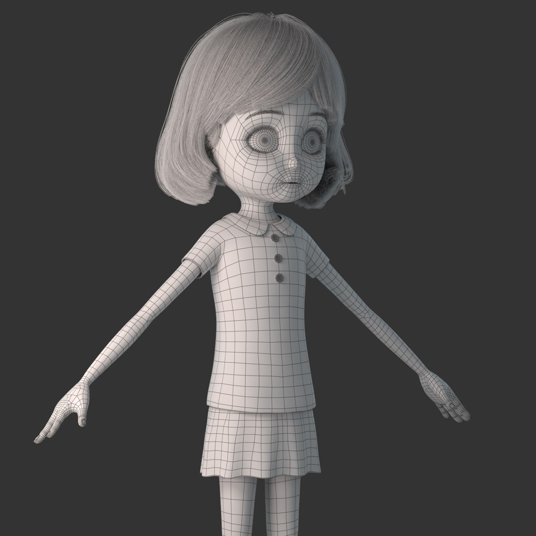 Cartoon rigged girl 3D model - TurboSquid 1214334