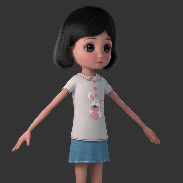 Cartoon rigged girl 3D model - TurboSquid 1214334