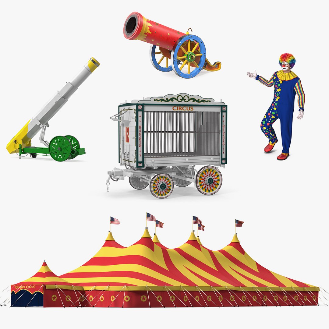 Clown with Circus Equipment Collection 2 3D model preview