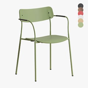 3D model Ella Chair Four Legs base Laminate Long Armrest By Martela