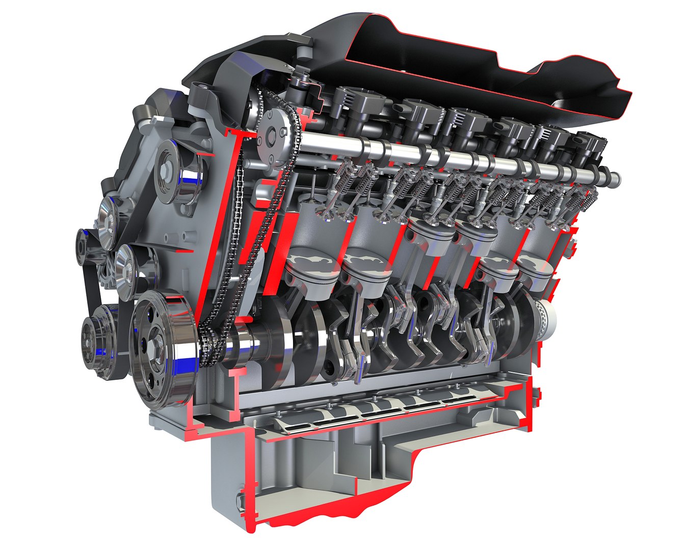 3D Cutaway V12 Engine Ignition - TurboSquid 1368783