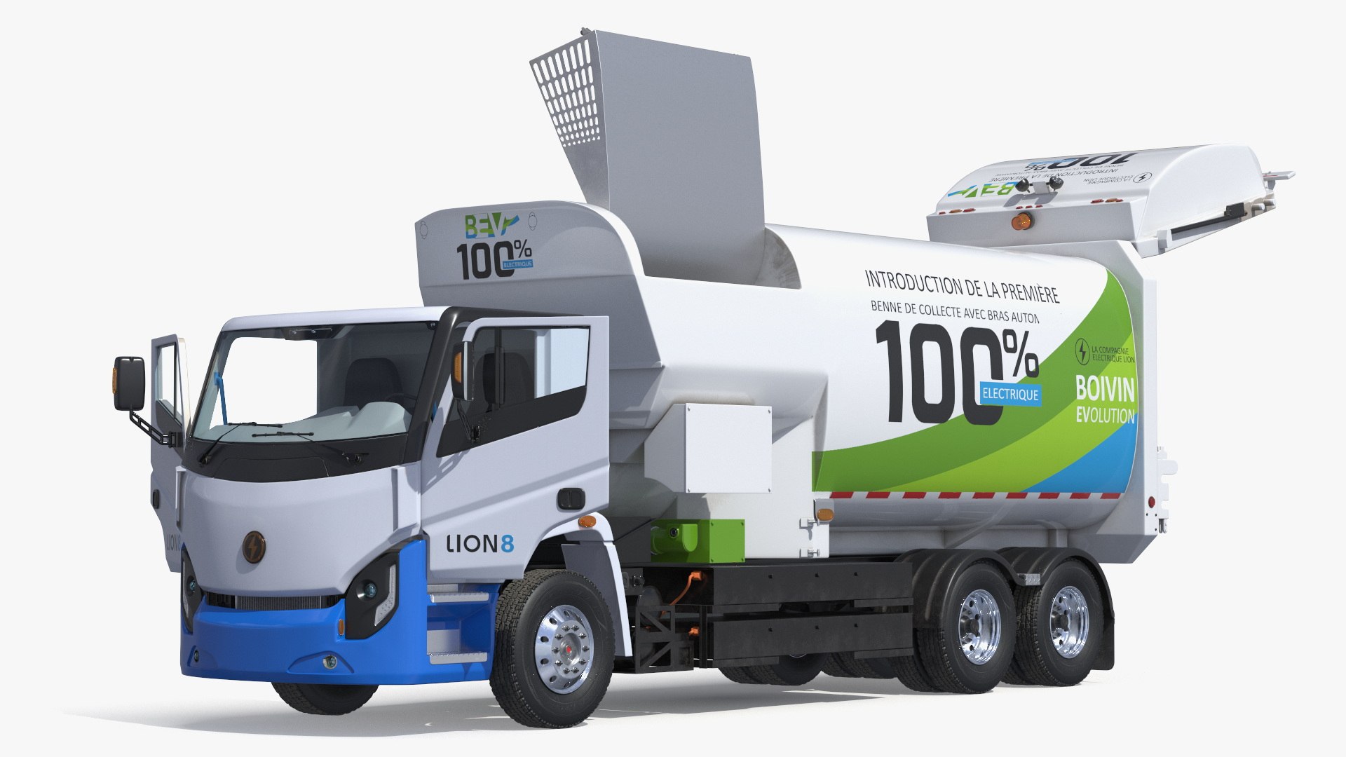 Lion8 Rear Loader Electric Truck Rigged 3D model preview