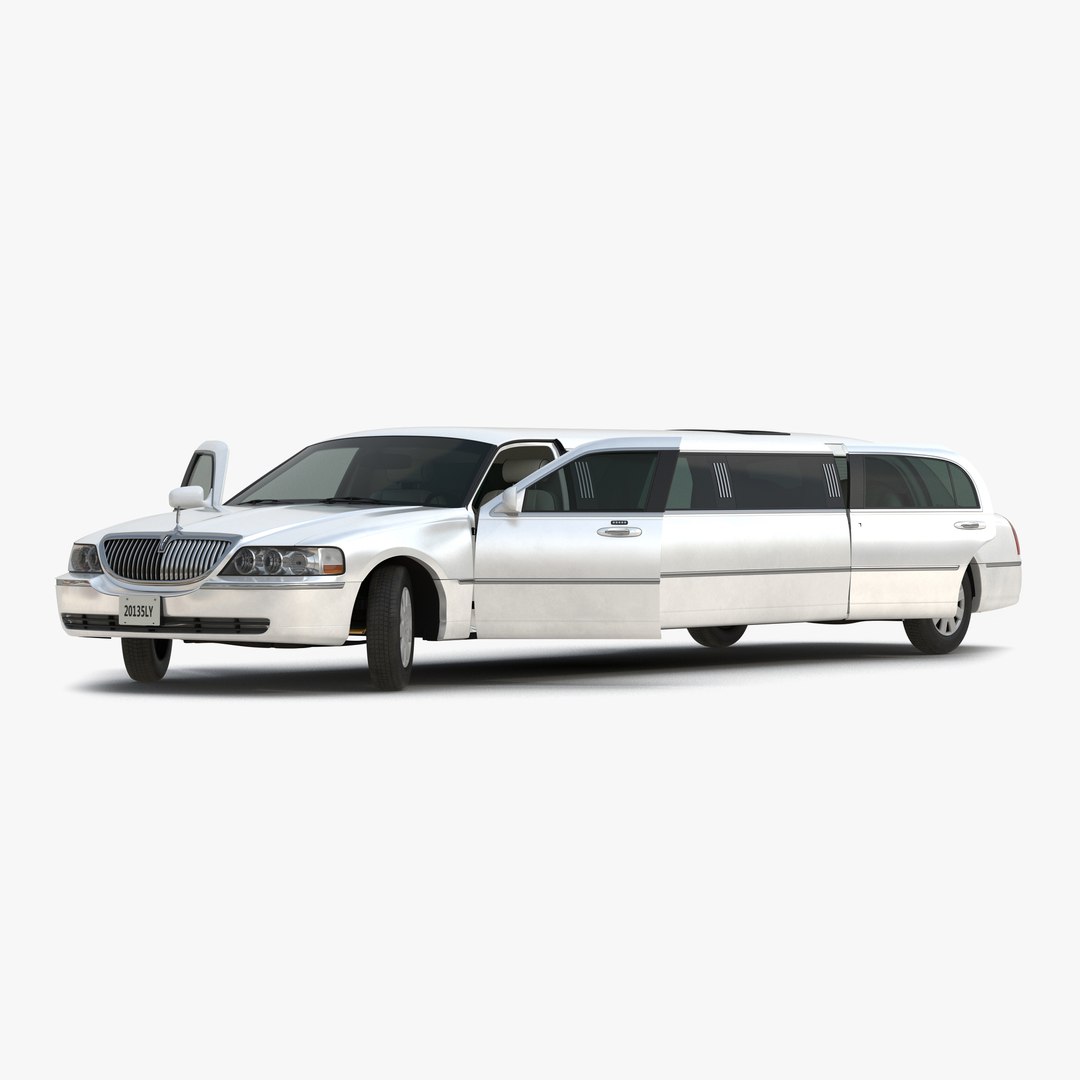 Lincoln Stretch Car Limousine White Rigged 3D Model 3D model preview