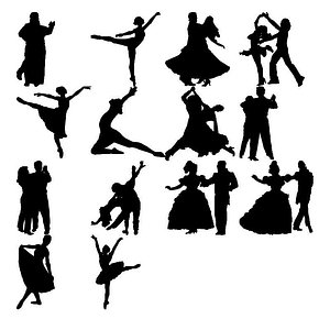 3d dance silhouettes