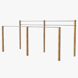 Outdoor Wooden Sports Crossbars 3D