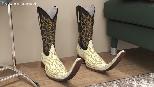 modelo 3d Botas Guarachero Mexicanas Blancas TurboSquid 2252731