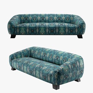 3D Curved Sofa Ikat Pattern Upholstered Couch model