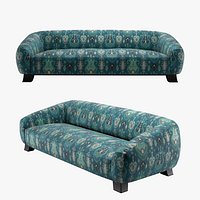 Curved Sofa Ikat Pattern Upholstered Couch