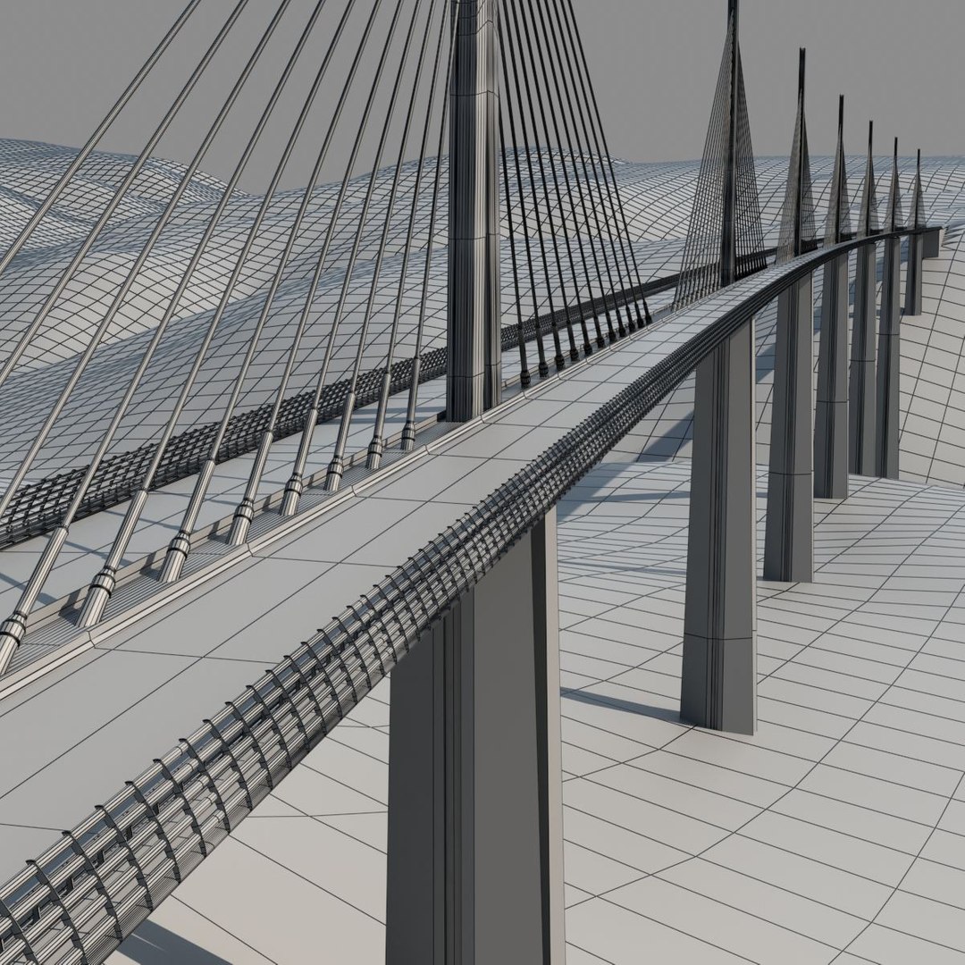 3d model of millau viaduct bridge https://p.turbosquid.com/ts-thumb/5i/CszgYN/kdkwh7rj/millau_wire_001/jpg/1370814788/1920x1080/fit_q87/f1d4b090f2c092d5ccbf095dbfdb4d9a19a37703/millau_wire_001.jpg