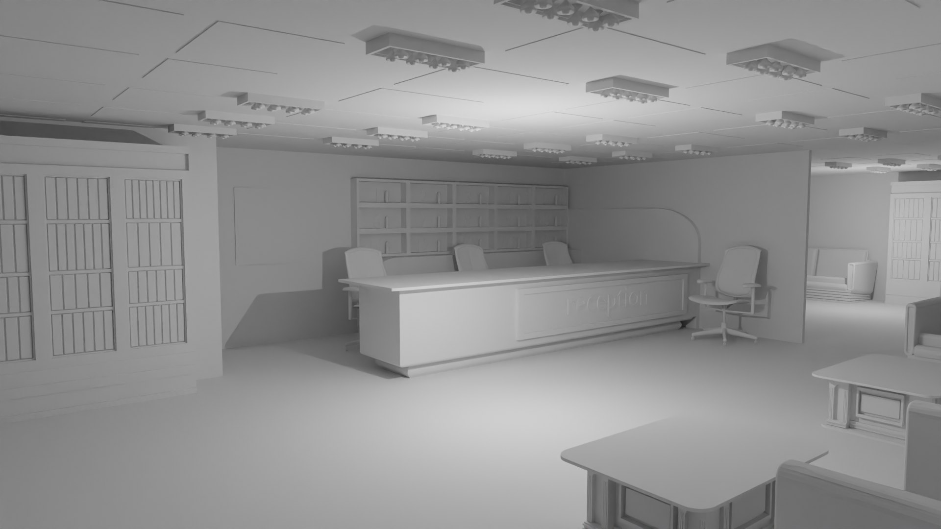 3D model Reception Interior No Material - TurboSquid 2178795