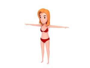 girl character cartoon 3D model