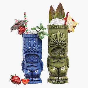 TIKI glasses with cocktails