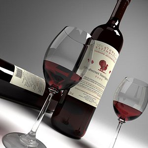 3d wine glass red