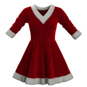 Winter Christmas Fur Mini Dress 3D model