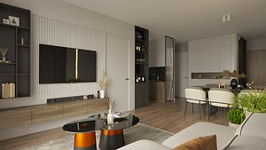 Kitchen-Bedroom 3D model