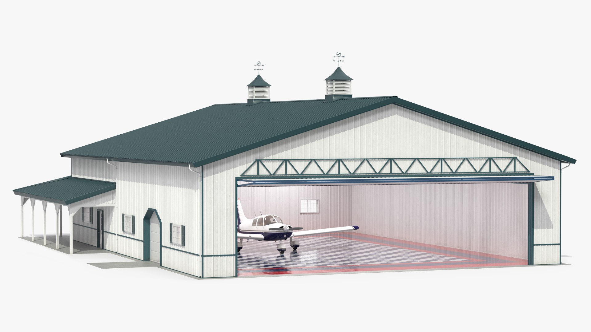 Airplane Aircraft Hangar Rigged 3D model preview