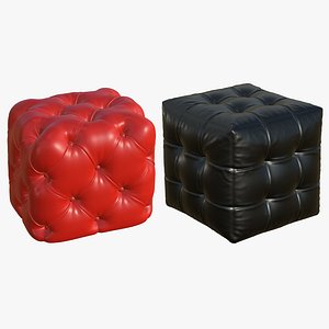 3D Pouf Chesterfield Leather Sofa Collection model