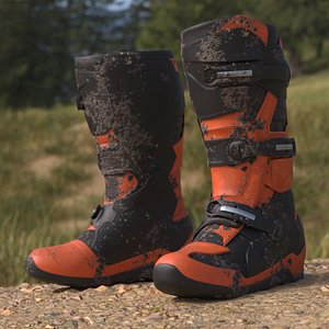 Child Dirt Bike Riding Boots Covered in Mud 3D