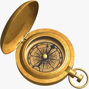 3d solid brass compass