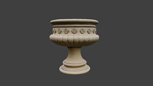 large flower pot 5 lods 3D model