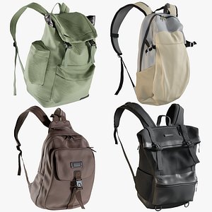 3D realistic backpack 7 collections