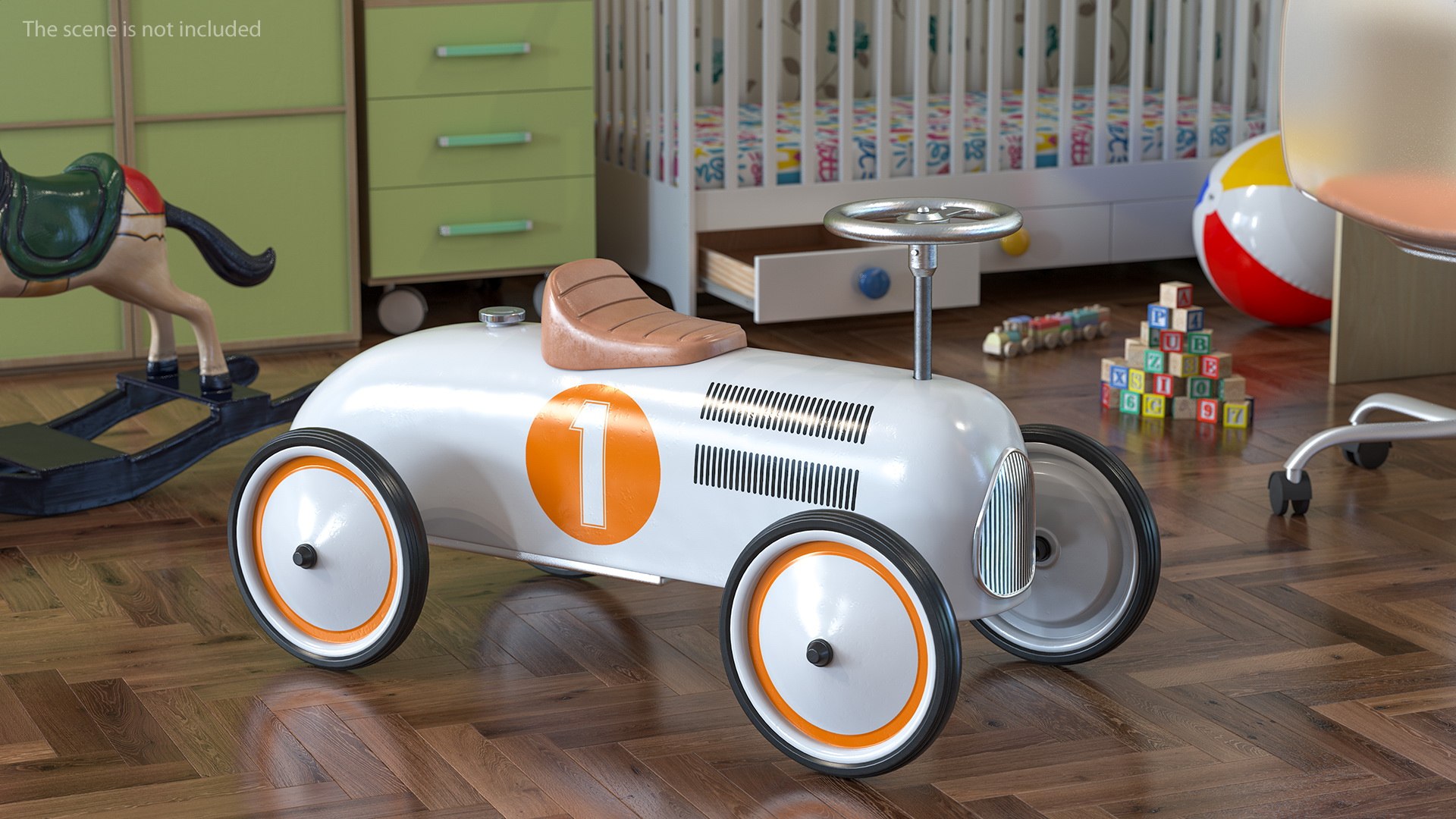 Retro Push Car 3D model preview