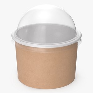 Kraft Paper Food Cup with Clear Lid for Dessert 8 Oz 200 ml Mockup